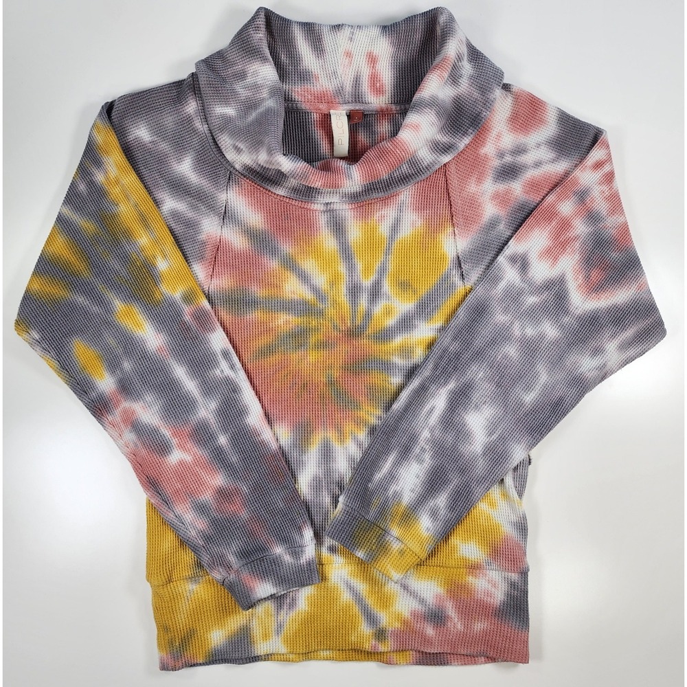 Pilcro Women's‎ Waffle Knit Top Size S Tie Dye Boho Cottagecore Cozy